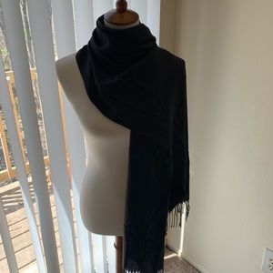 Black Fringe Cashmere Scarf